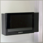 BookIT Room Scheduling System has a variety of mounting solutions. This one features the mullion mounting bracket.